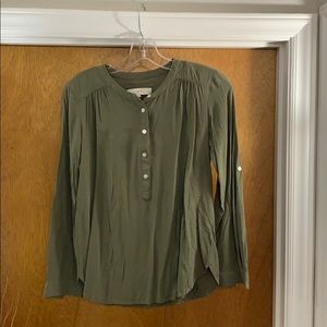 LOFT Petite collarless utility blouse